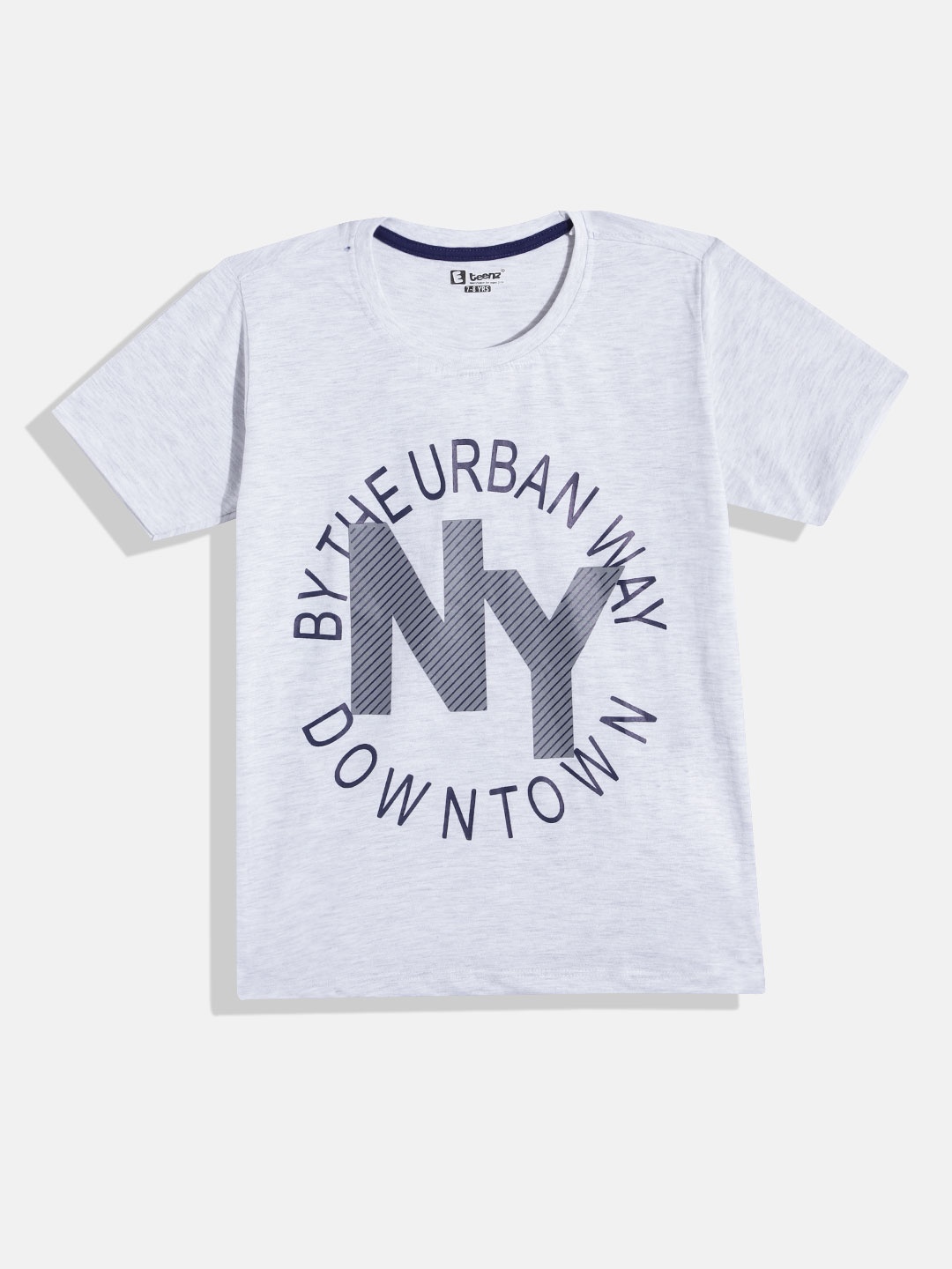 

Eteenz Boys Typography Printed Cotton T-shirt, Grey melange