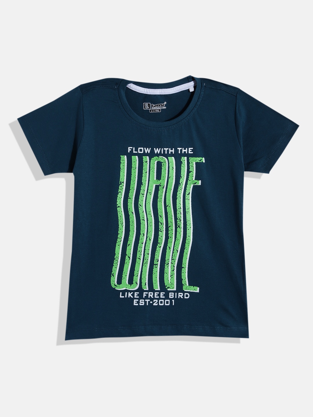 

Eteenz Boys Typography Printed Cotton T-shirt, Teal