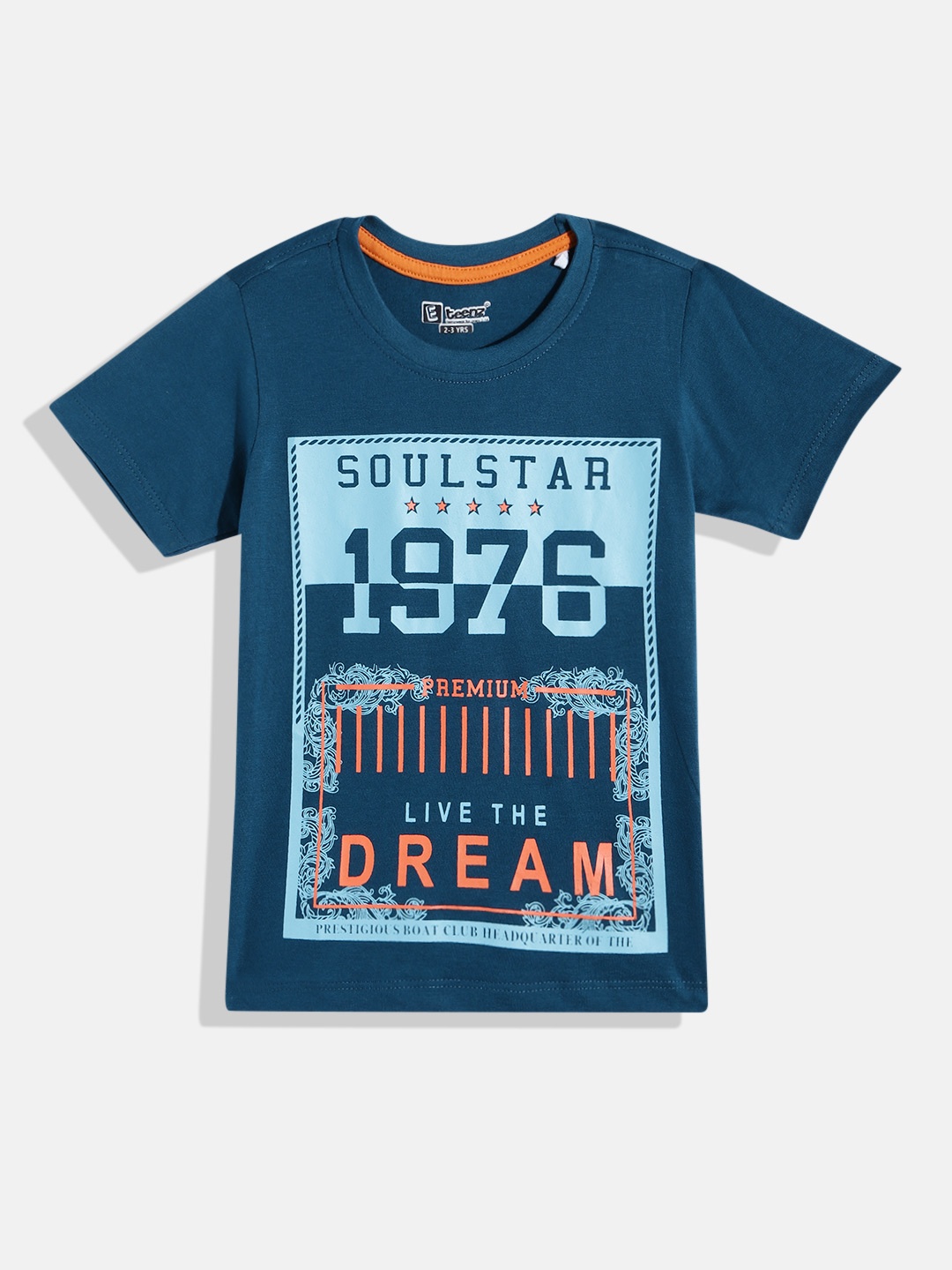 

Eteenz Boys Typography Printed Cotton T-shirt, Teal