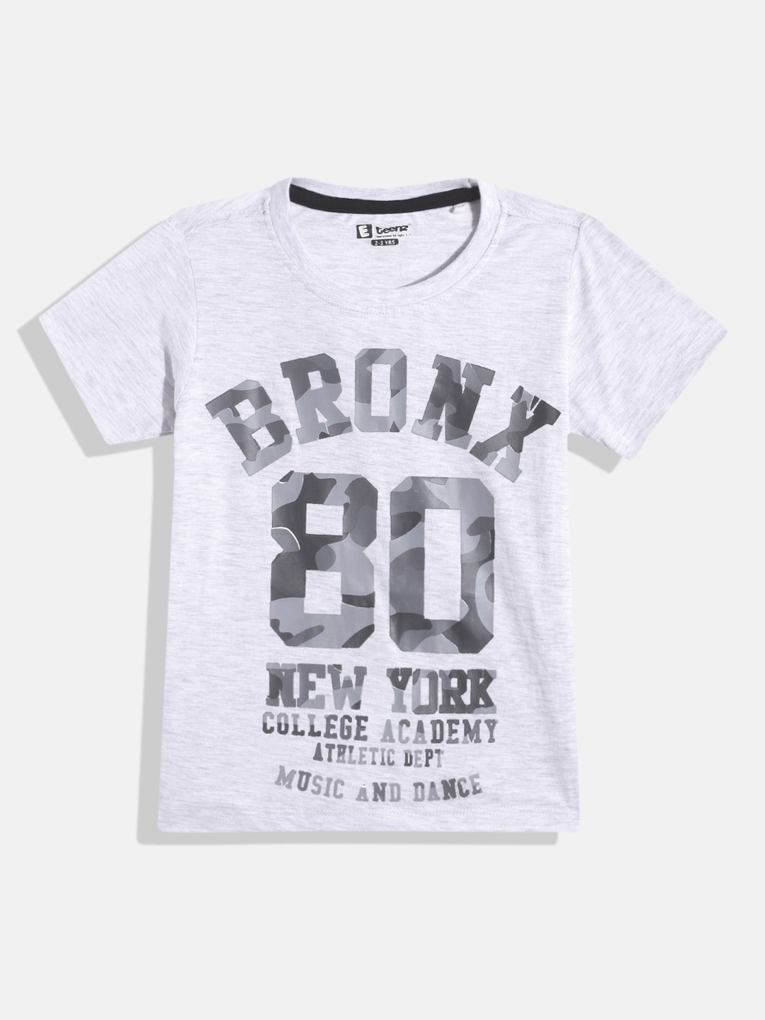 

Eteenz Boys Typography & Camouflage Printed Cotton T-shirt, Grey