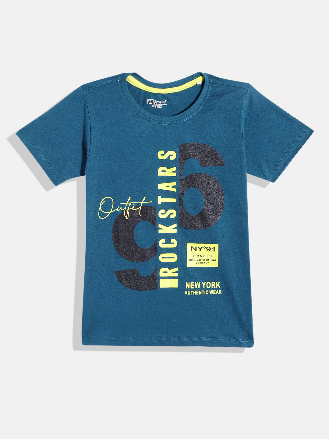 

Eteenz Boys Premium Cotton Typography Printed T-shirt, Teal
