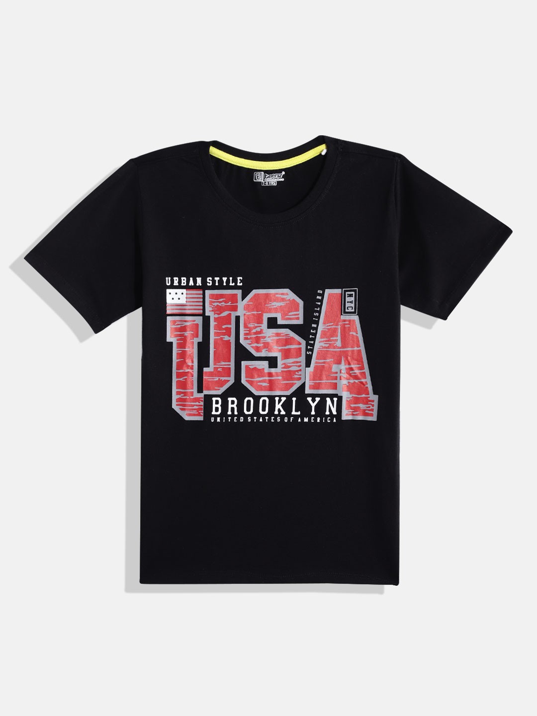 

Eteenz Boys Premium Cotton Typography Printed T-shirt, Black
