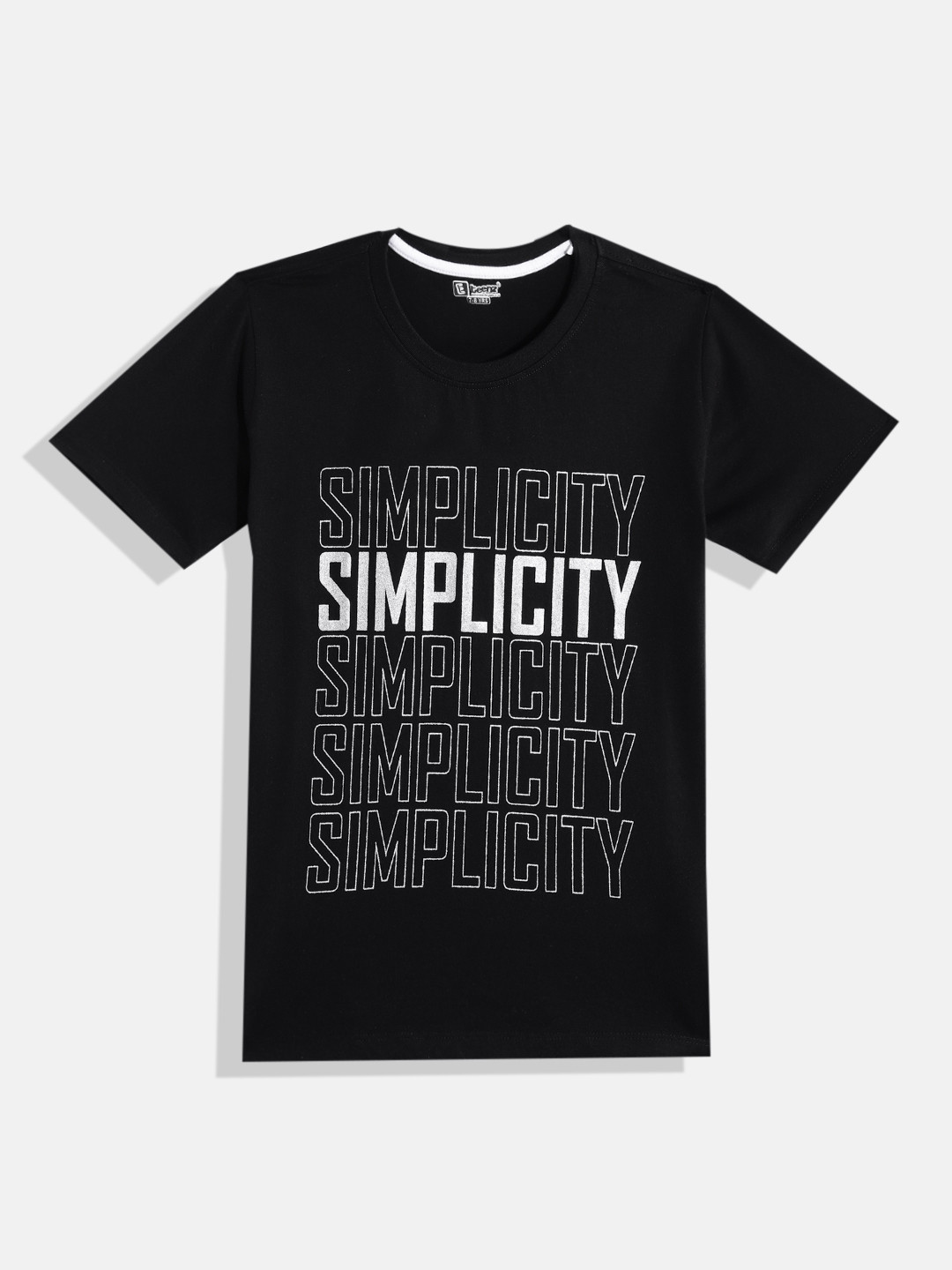 

Eteenz Boys Premium Cotton Typography Printed T-shirt, Black