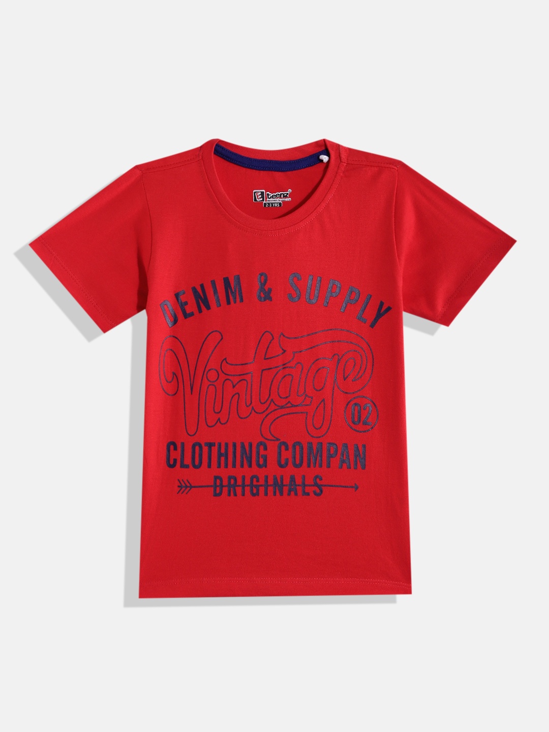 

Eteenz Boys Premium Cotton Typography Printed T-shirt, Red