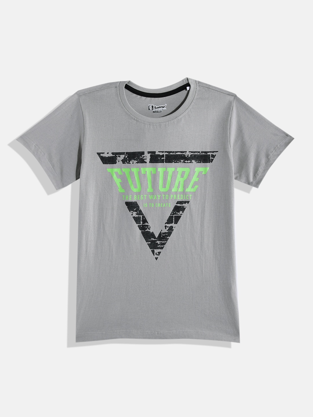 

Eteenz Boys Typography Printed Premium Cotton T-shirt, Grey