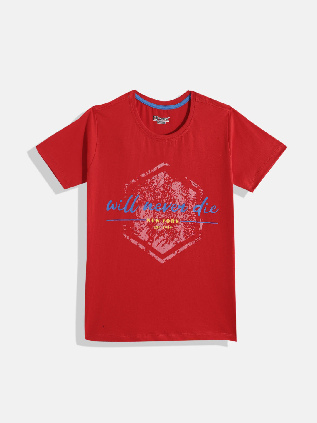 

Eteenz Boys Premium Cotton Typography Printed T-shirt, Red