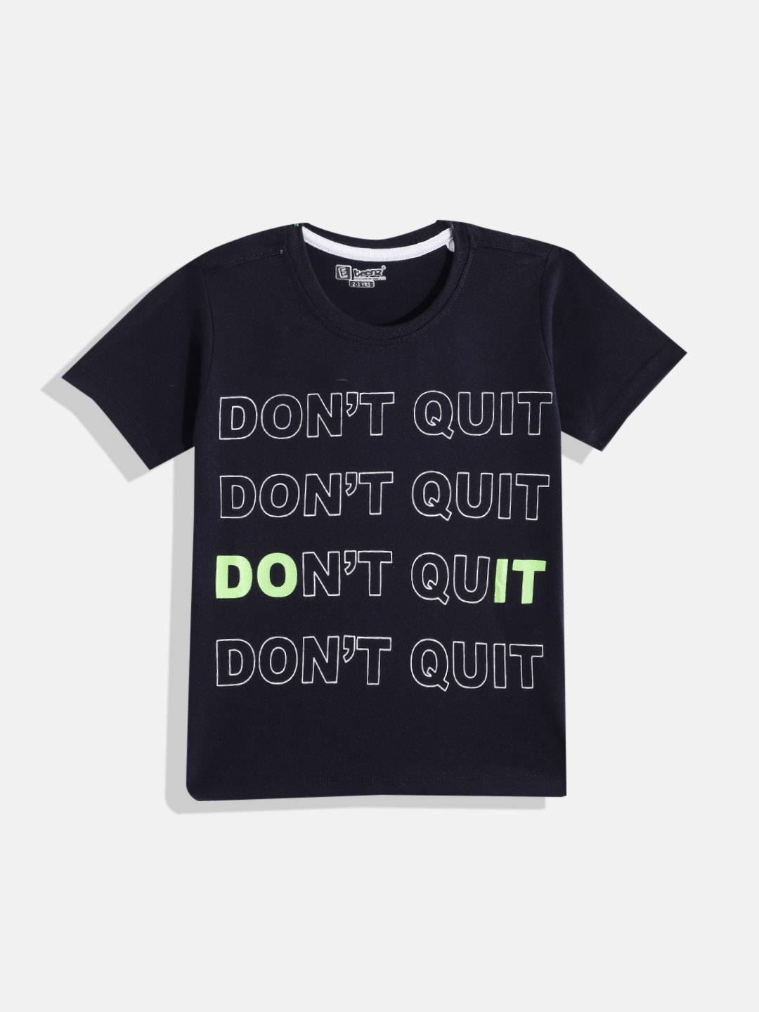 

Eteenz Boys Premium Cotton Typography Printed T-shirt, Navy blue