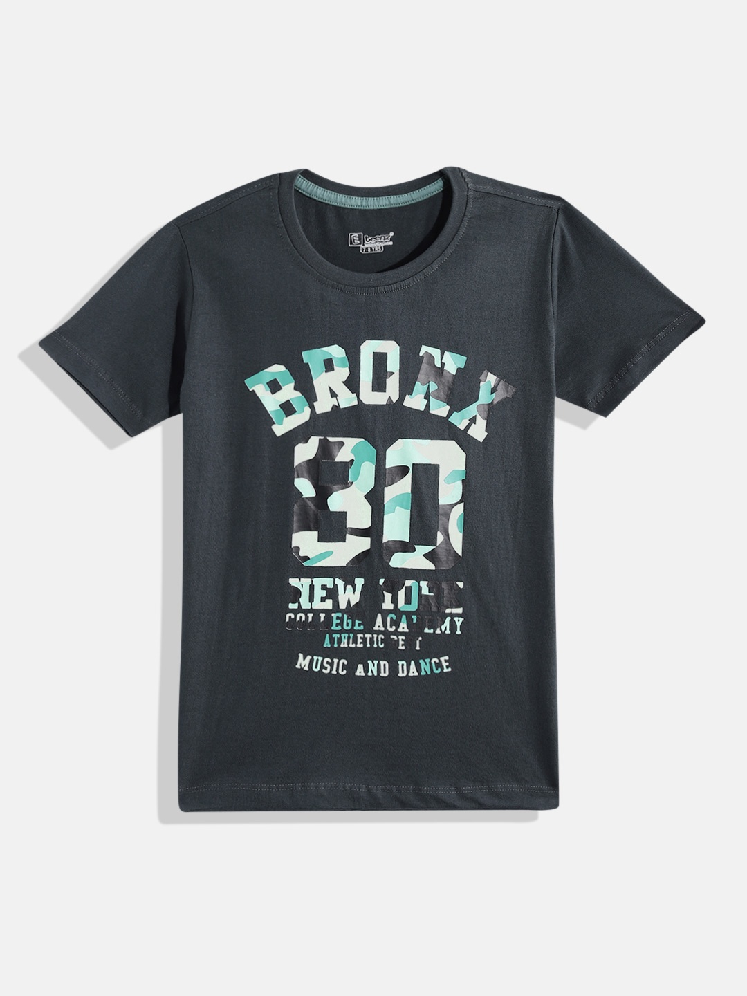 

Eteenz Boys Printed Premium Cotton T-shirt, Charcoal