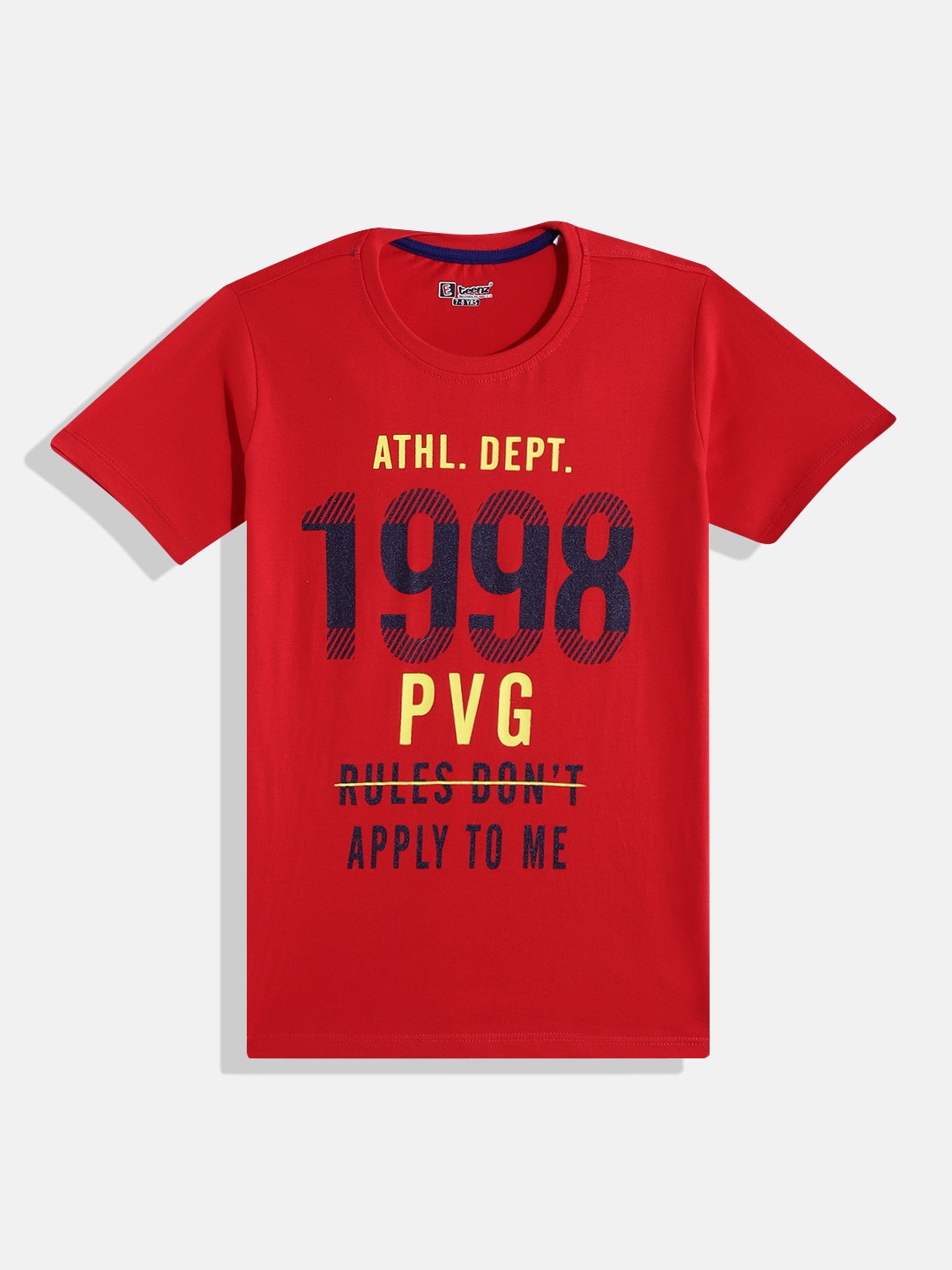 

Eteenz Boys Printed Premium Cotton T-shirt, Red
