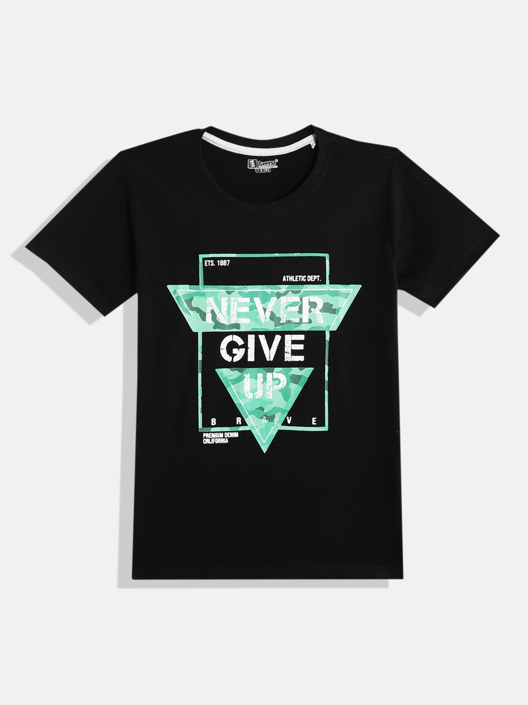 

Eteenz Boys Typography Printed Premium Cotton T-shirt, Black