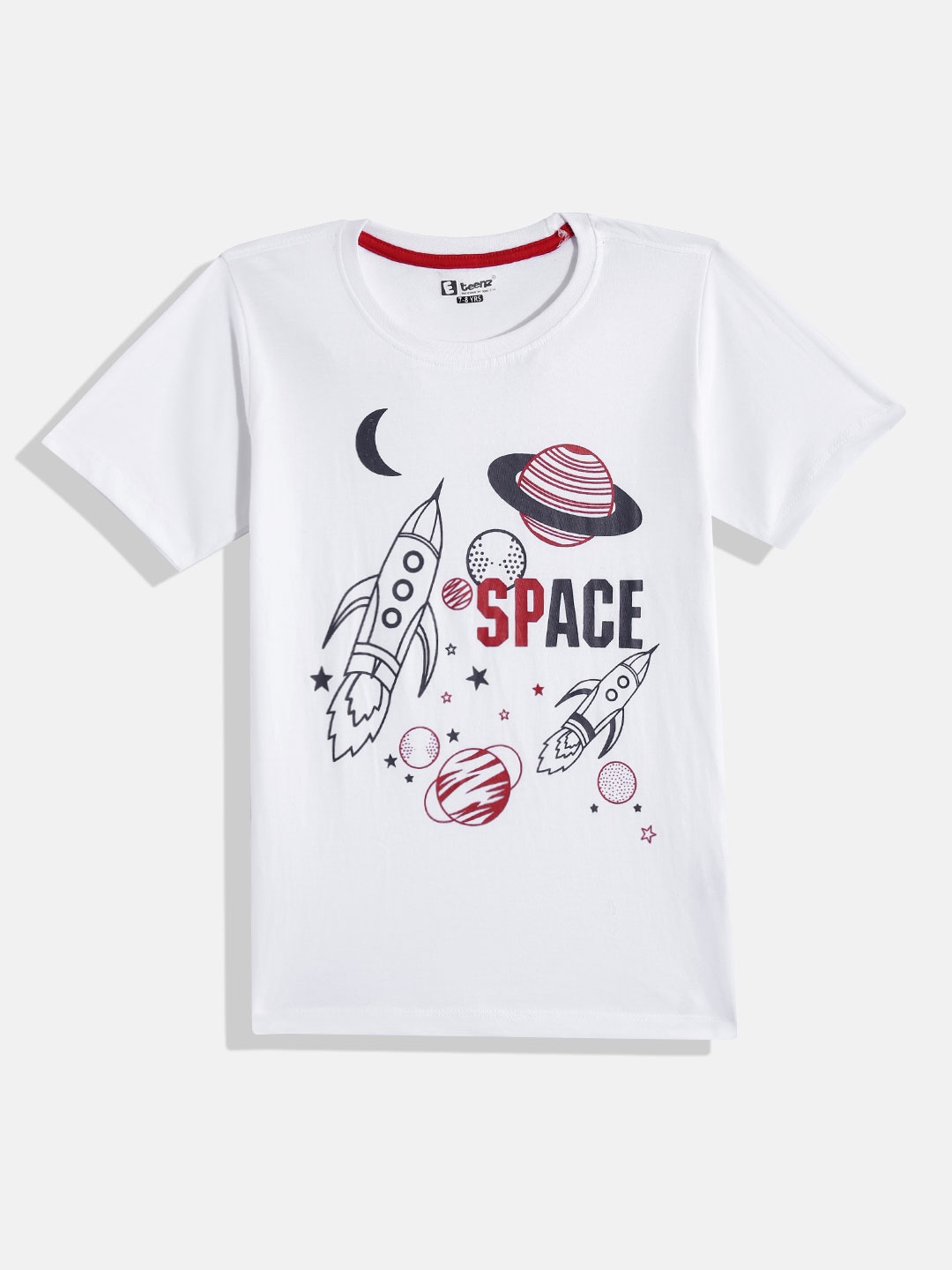 

Eteenz Boys Printed Premium Cotton T-shirt, White