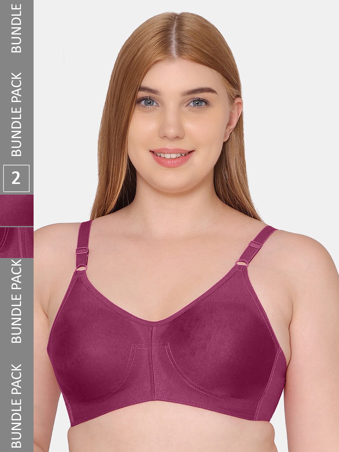 

Souminie Pack Of 2 All day Comfort Half Coverage Non Padded Cotton Bra, Purple
