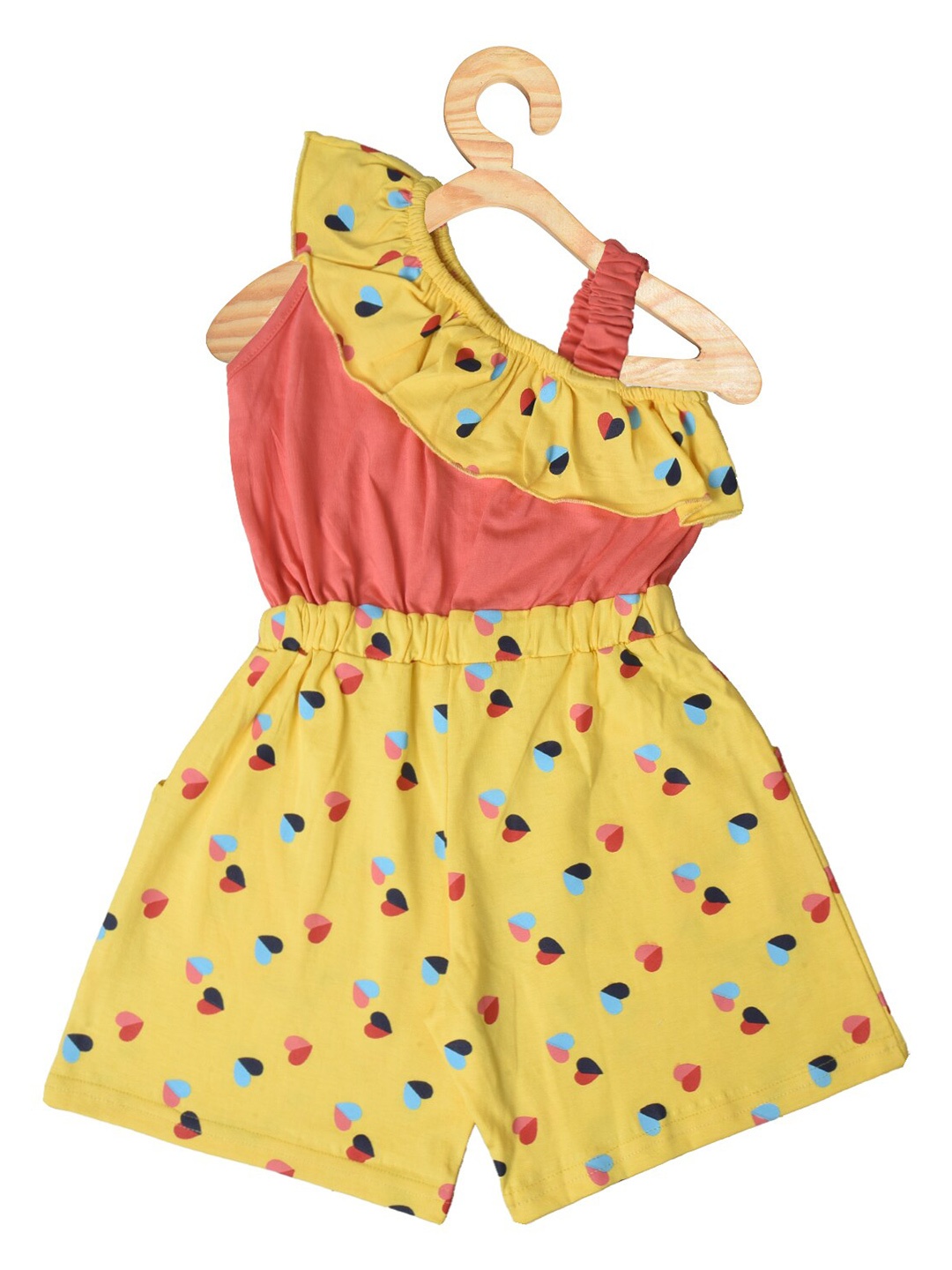 

POMY & JINNY Girls Printed with Ruffles Jumpsuit, Yellow