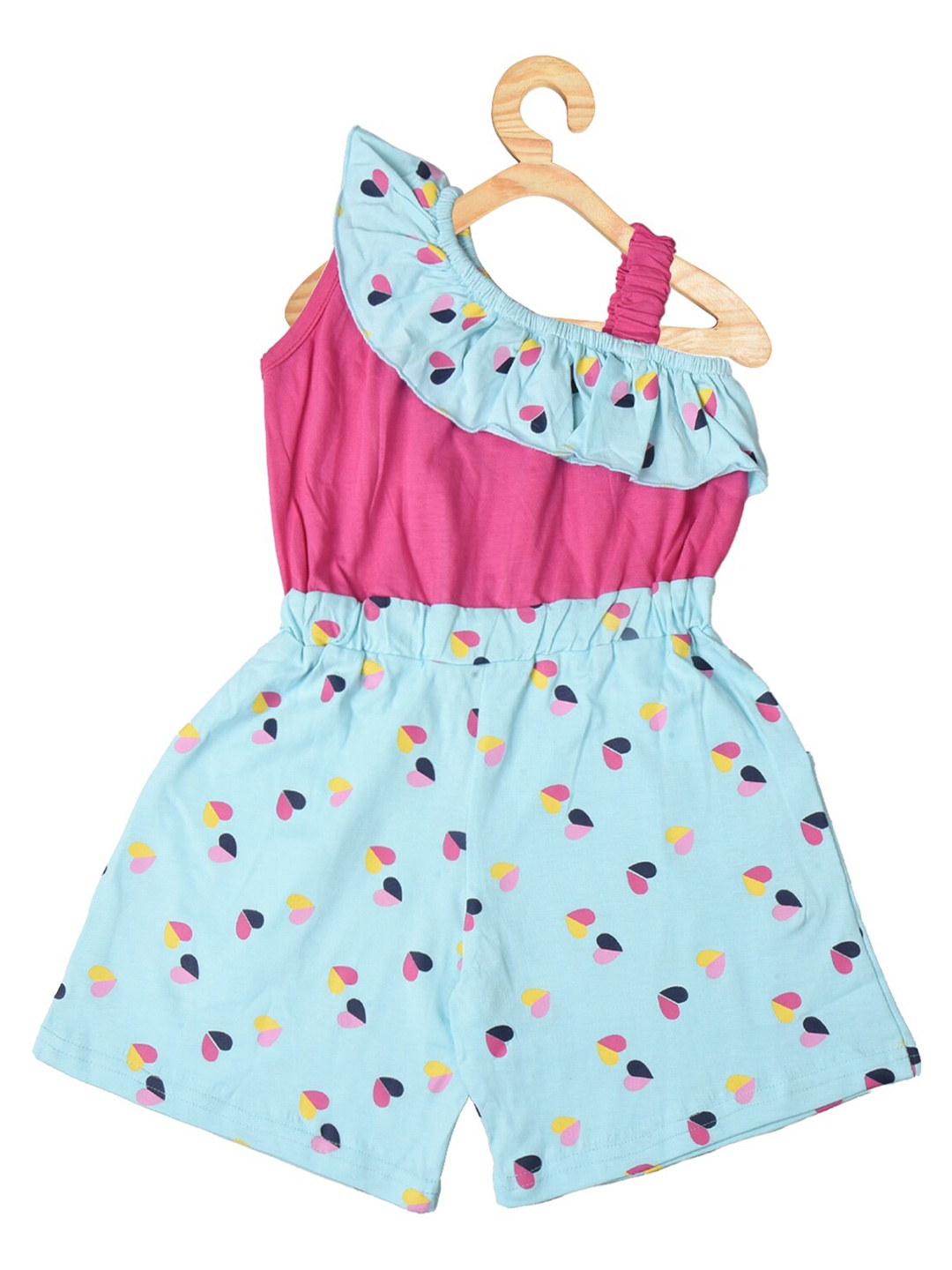 

POMY & JINNY Girls Printed with Ruffles Jumpsuit, Blue