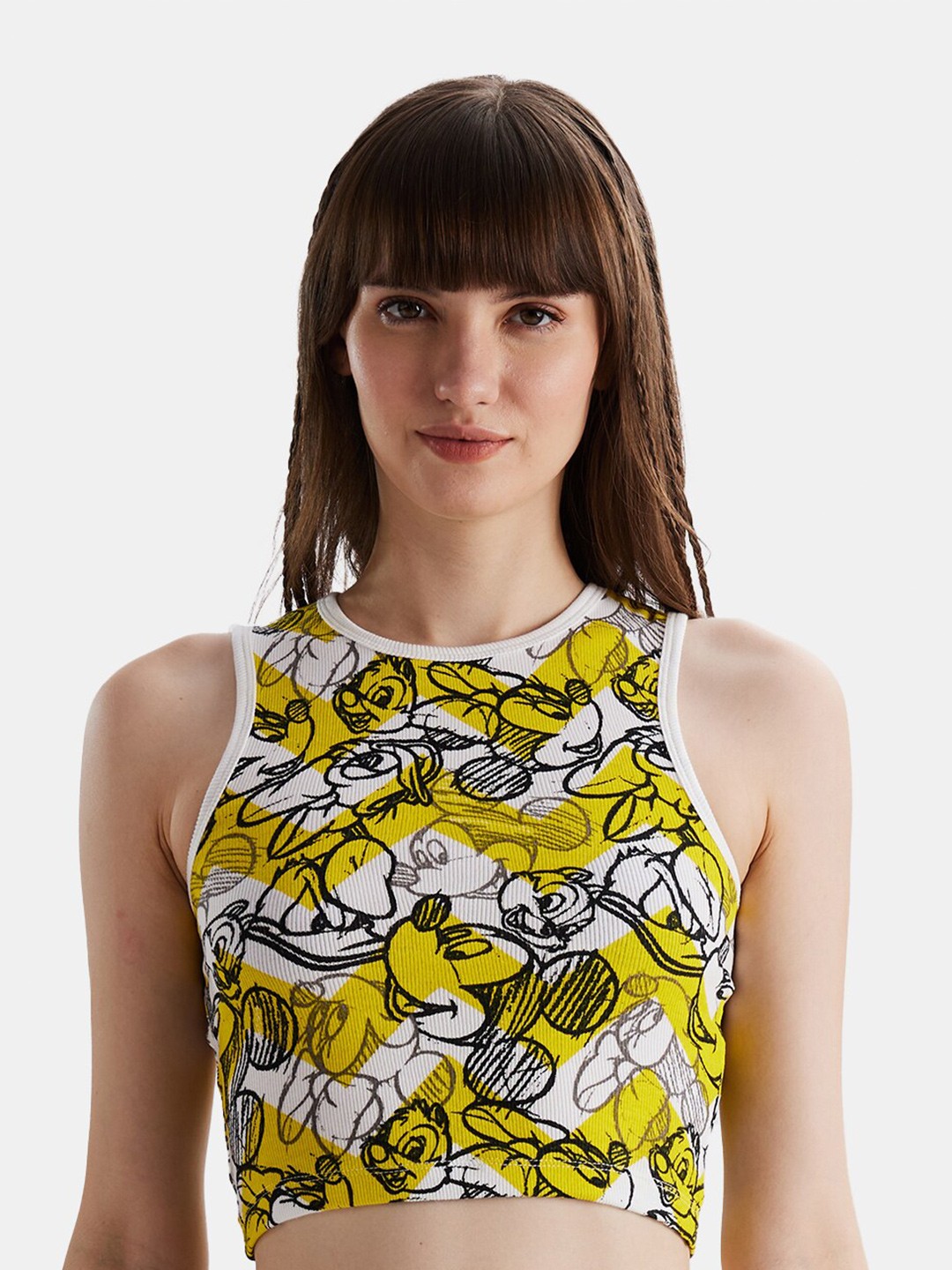 

The Souled Store Mickey Mouse Print Pure Cotton Crop Top, White