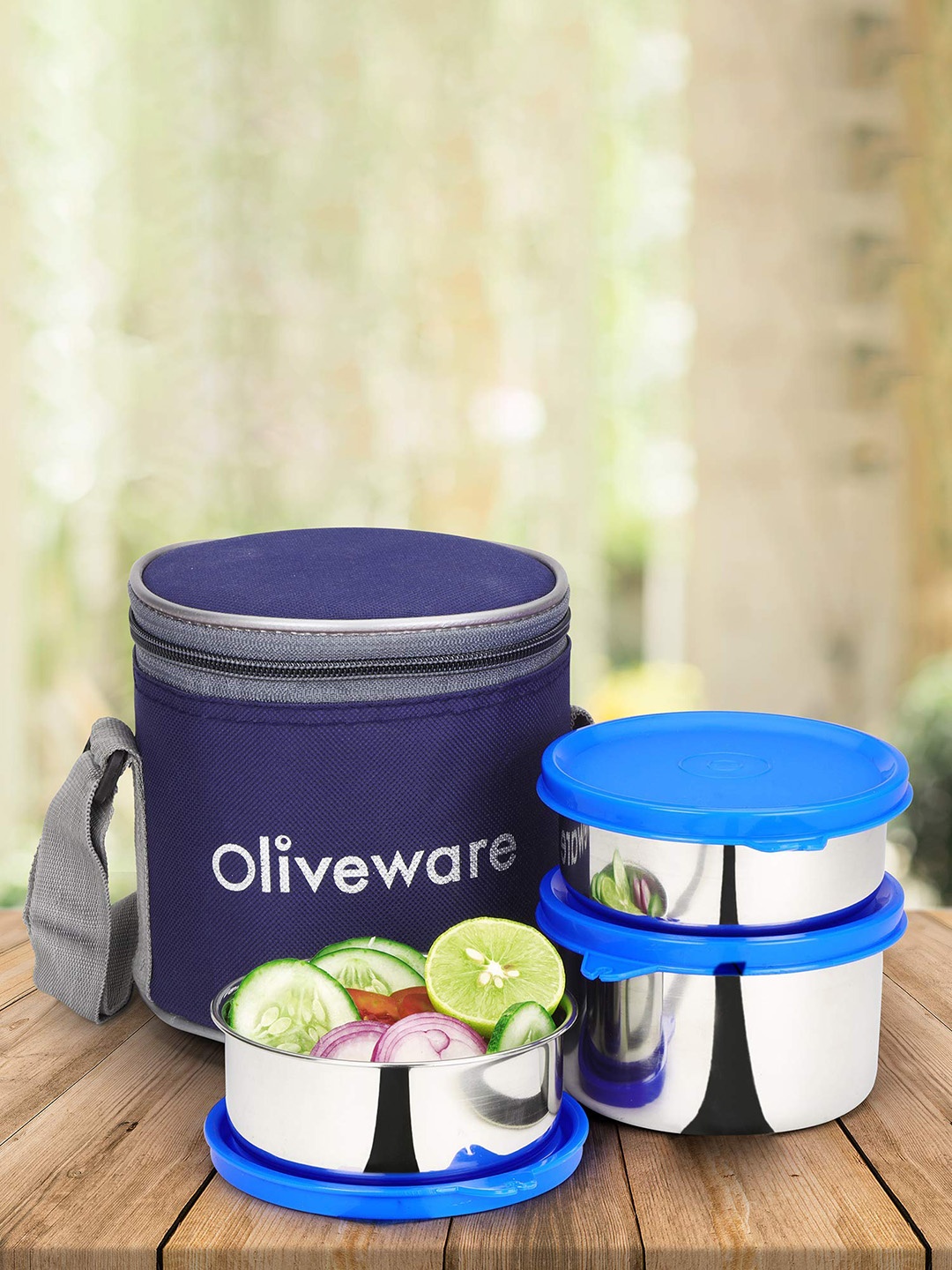 

SOPL-OLIVEWARE 3 Pieces Leak Proof Lunch Boxes & Lunch Bag, Blue