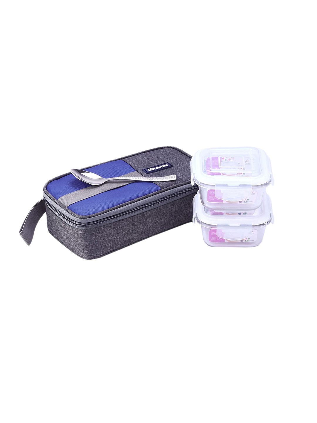

SOPL-OLIVEWARE Transparent & Blue 2 Pieces Freezer Safe Lunch Boxes With Bag 320ml Each