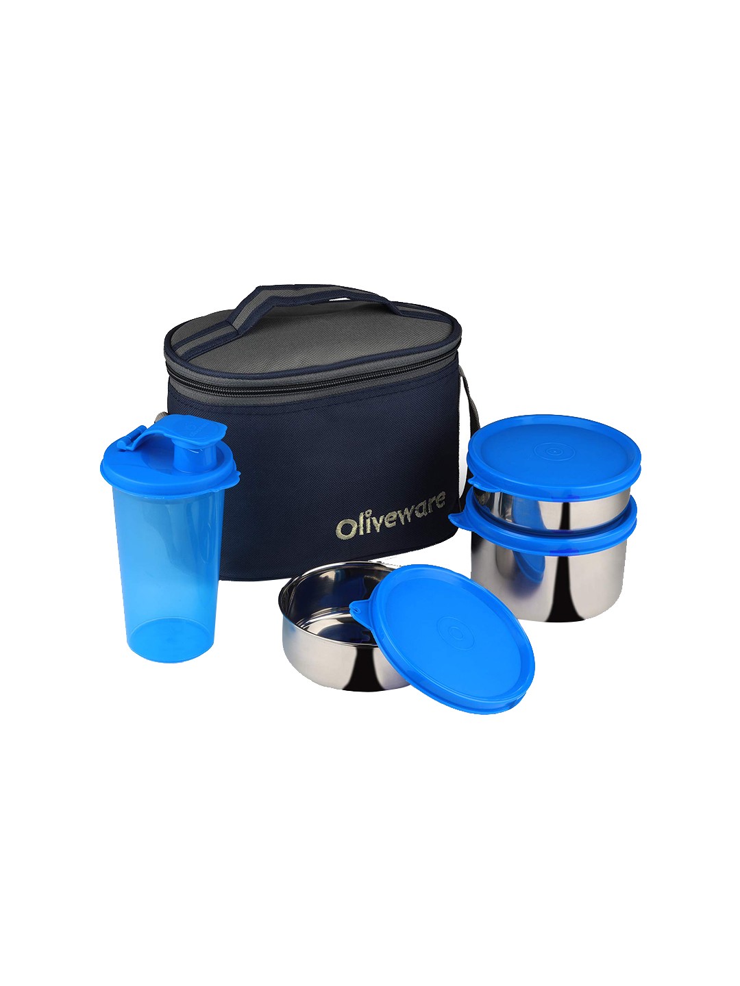 

SOPL-OLIVEWARE Blue 3 Pieces Leak Proof Lunch Boxes With Bag