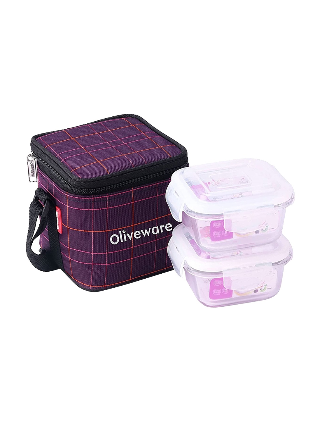 

SOPL-OLIVEWARE Transparent & Violet 3 Pieces Freeze Safe Lunch Boxes With Lunch Bag