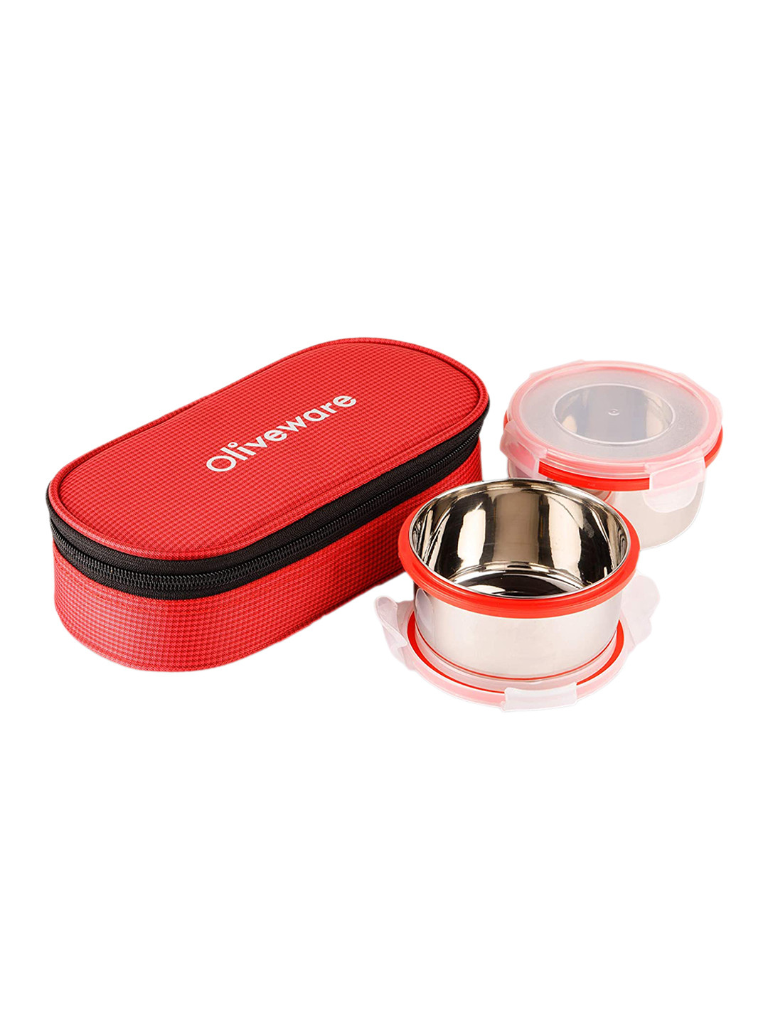 

SOPL-OLIVEWARE Red 3-Pcs Leak Proof Lunch Boxes With Lunch Bag