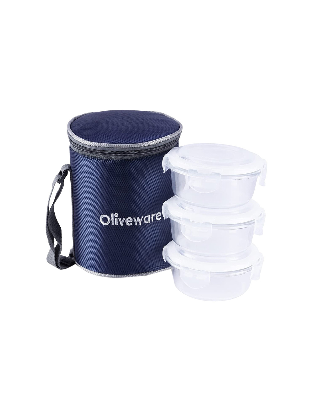 

SOPL-OLIVEWARE Transparent & Blue 2-Pcs Freezer Safe Lunch Boxes With Lunch Bag