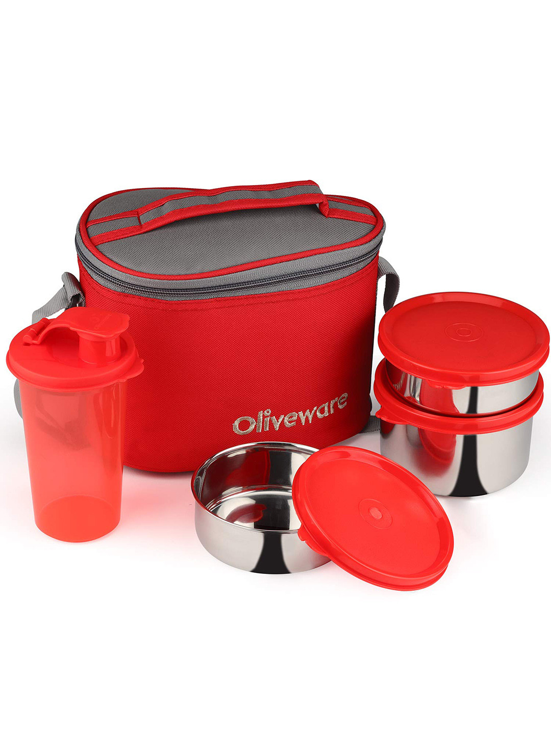 

SOPL-OLIVEWARE Purple 4-Pcs Leak Proof Lunch Boxes With Bag, Red