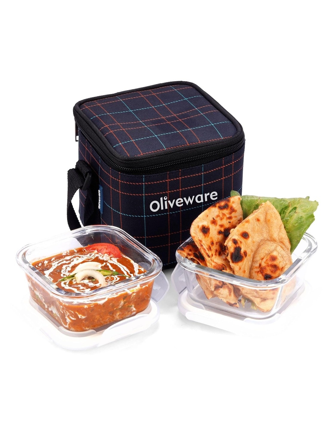 

SOPL-OLIVEWARE Transparent & Blue 2-Pcs Leak Proof Lunch Boxes With Lunch Bag