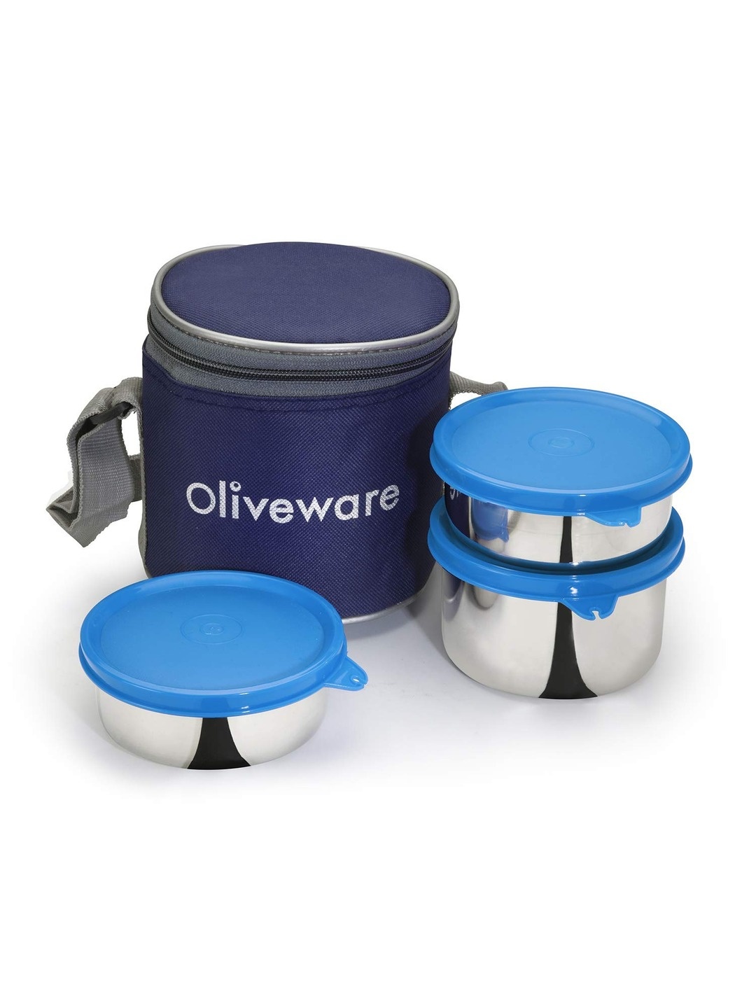 

SOPL-OLIVEWARE Blue 3 Pieces Freezer Safe Lunch Boxes With Lunch Bag