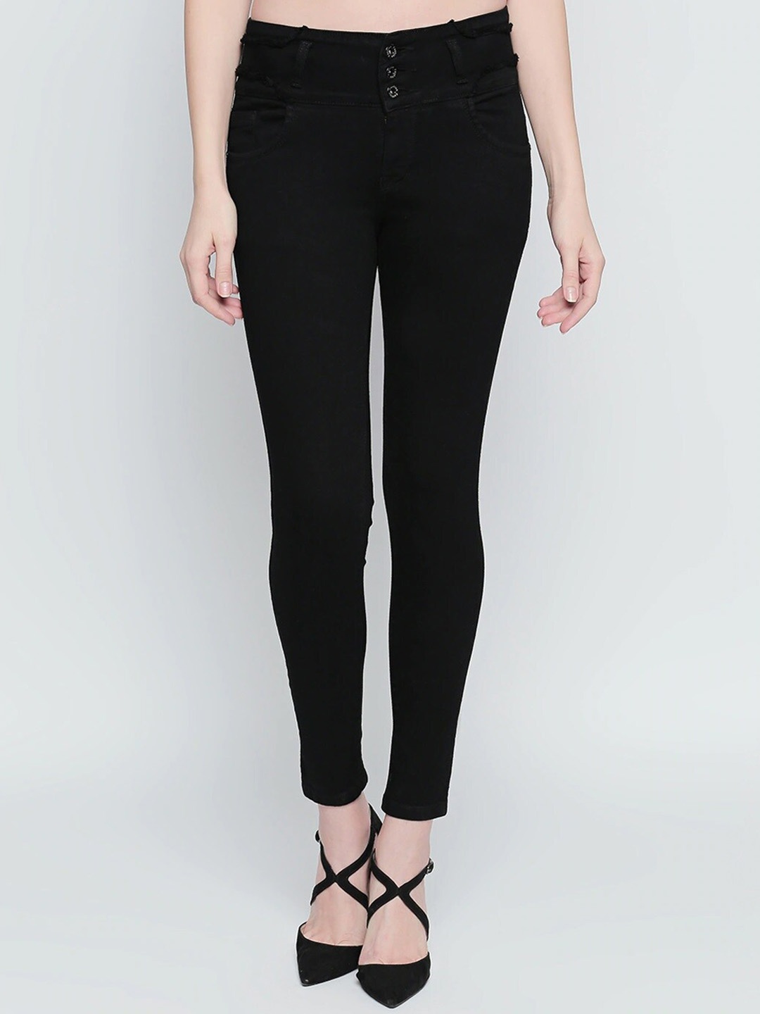 

High Star Women Slim Fit High-Rise Stretchable Jeans, Black