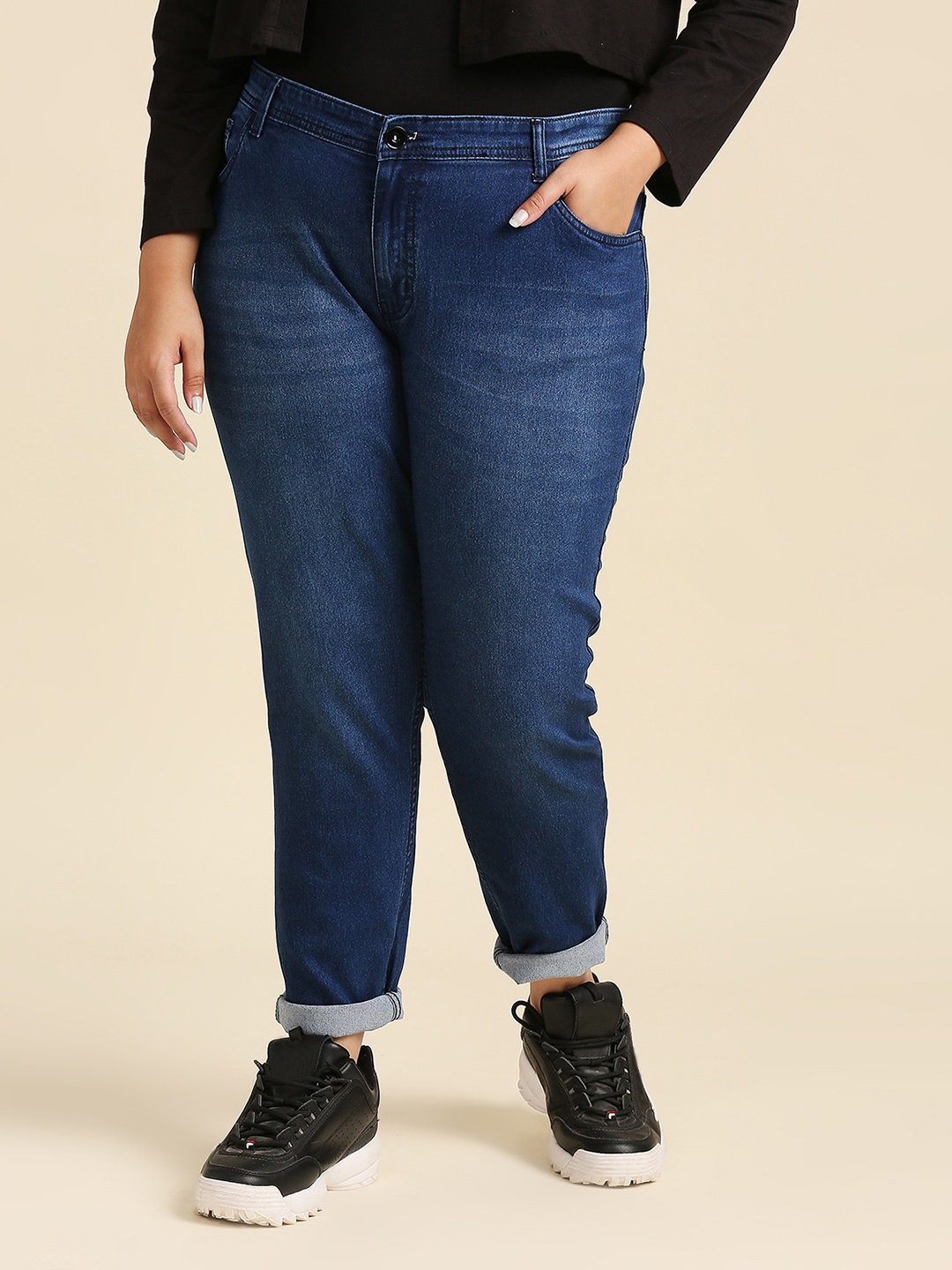 

High Star Women Plus Size Slim Fit Light Fade Stretchable Jeans, Blue