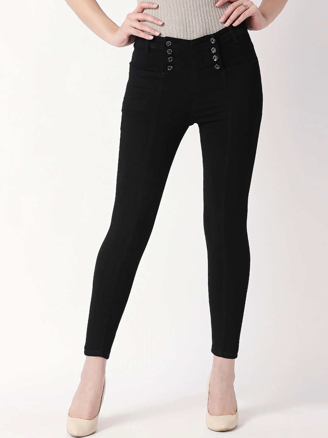 

High Star Women Slim Fit High-Rise Stretchable Jeans, Black