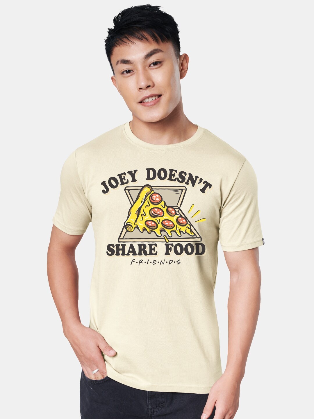 

The Souled Store Beige Typography Printed Cotton T-shirt