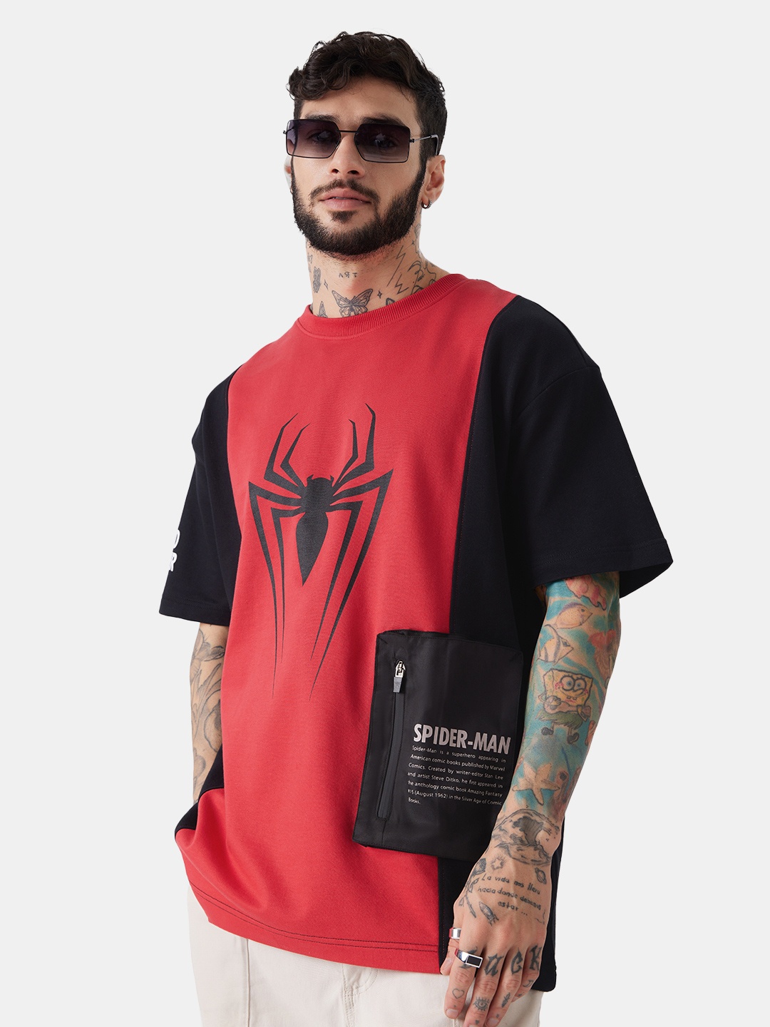 

The Souled Store Spider Man Web Wonder Printed Pure Cotton Oversized T-shirt, Red