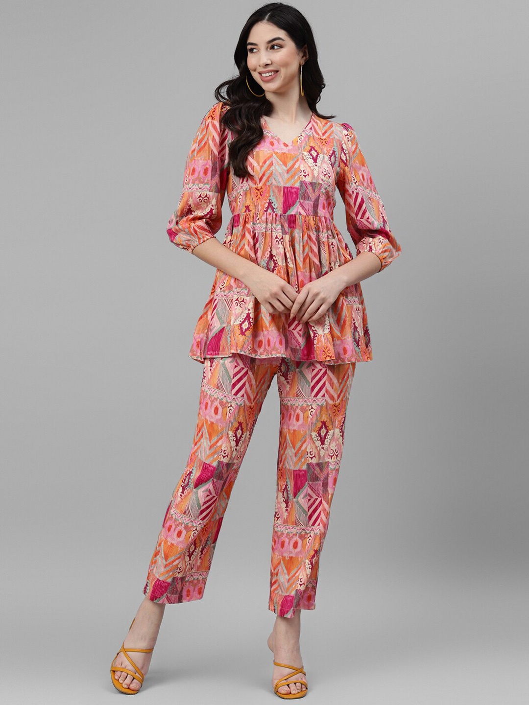 

DEEBACO Printed Tunic With Trousers, Pink
