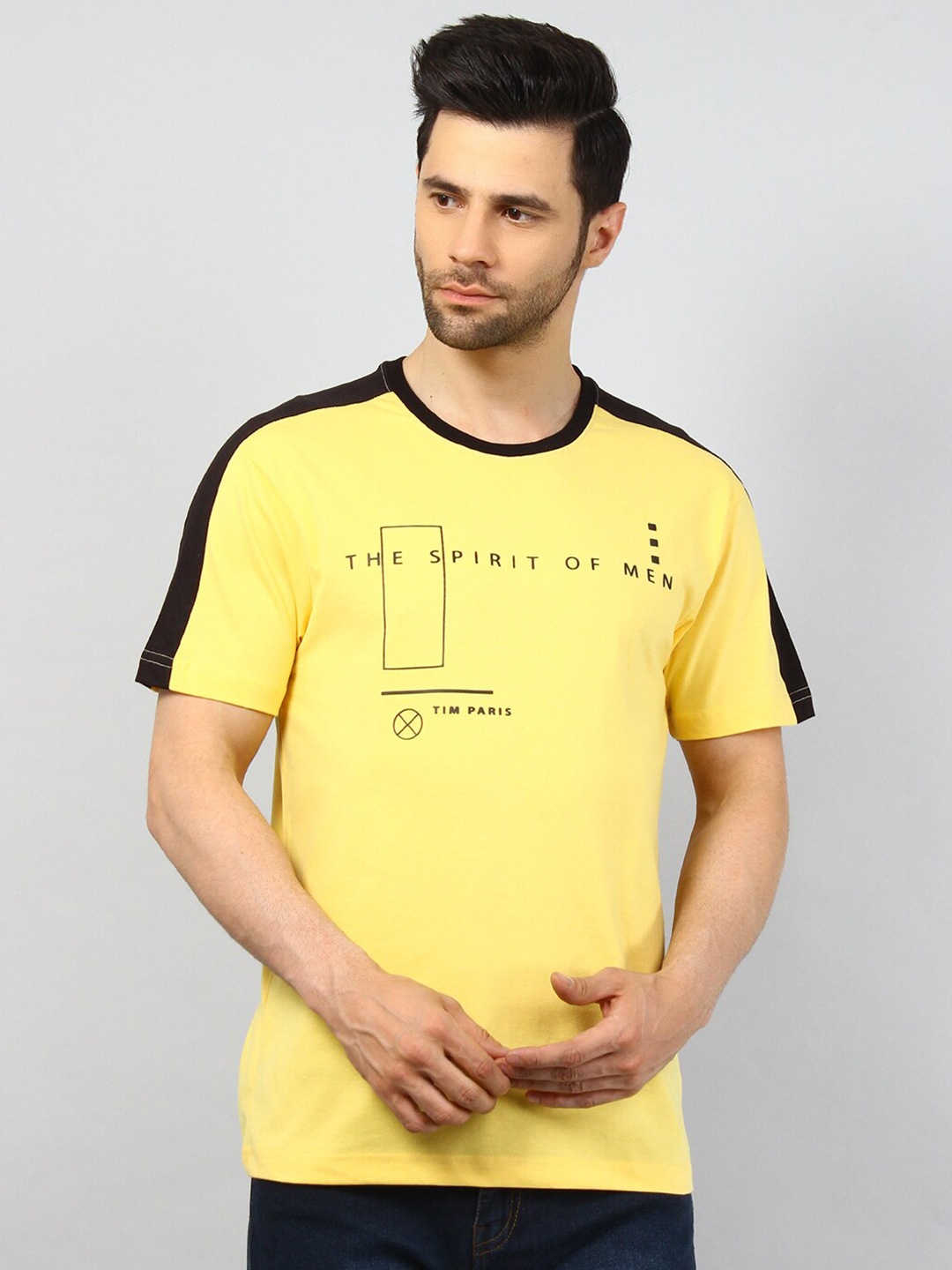 

TIM PARIS Typography Printed T-shirt, Yellow