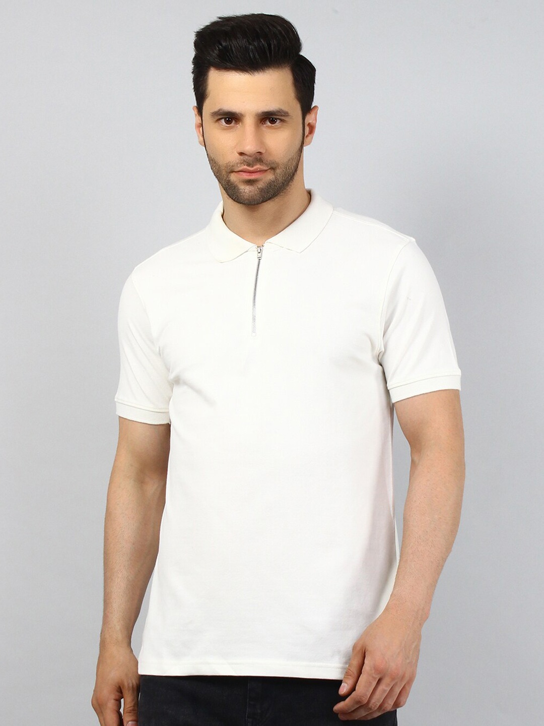 

TIM PARIS Polo Collar Pure Cotton T-shirt, White