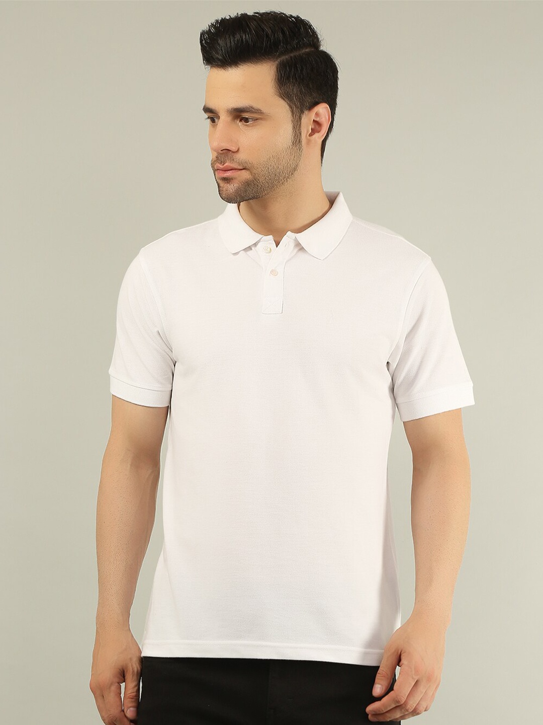 

TIM PARIS Polo Collar Short Sleeves T-shirt, White