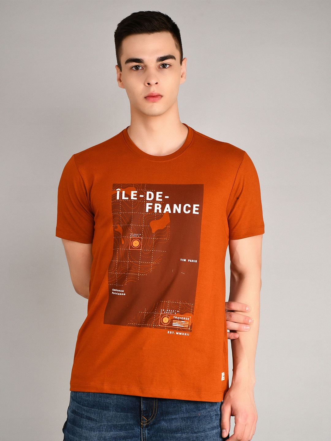 

TIM PARIS Typography Printed T-shirt, Rust