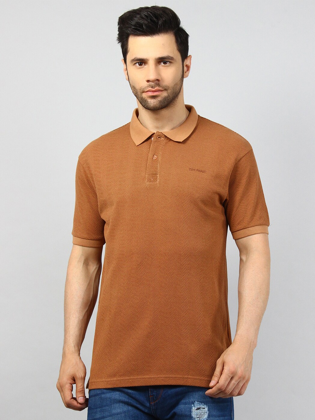 

TIM PARIS Polo Collar Regular Fit T-shirt, Brown