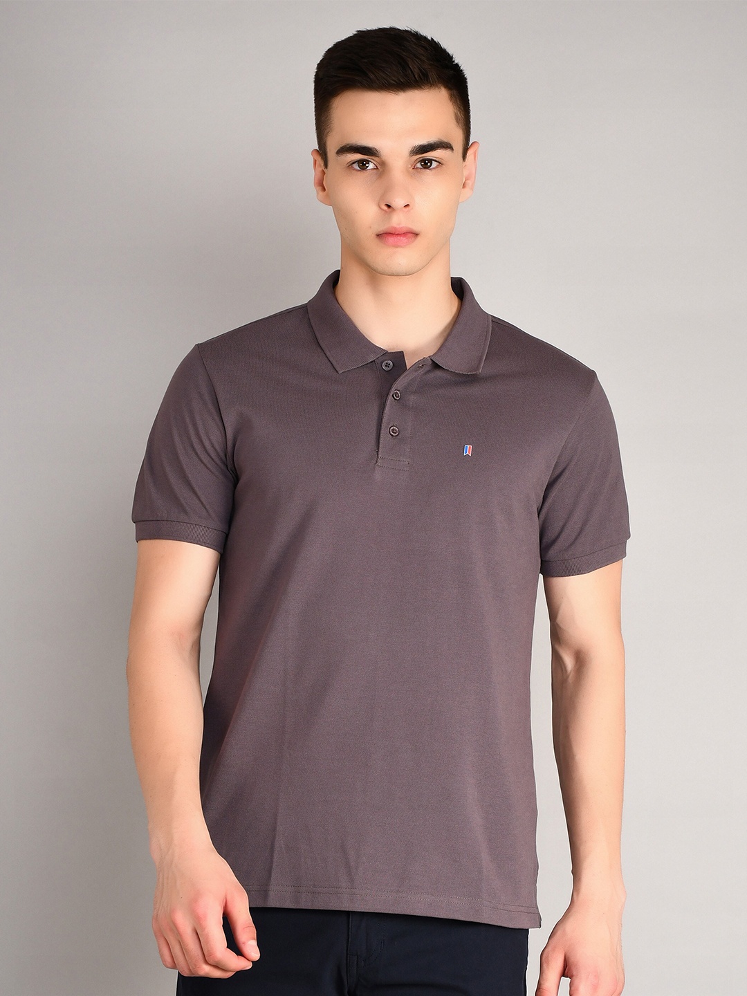 

TIM PARIS Polo Collar Short Sleeves T-shirt, Grey