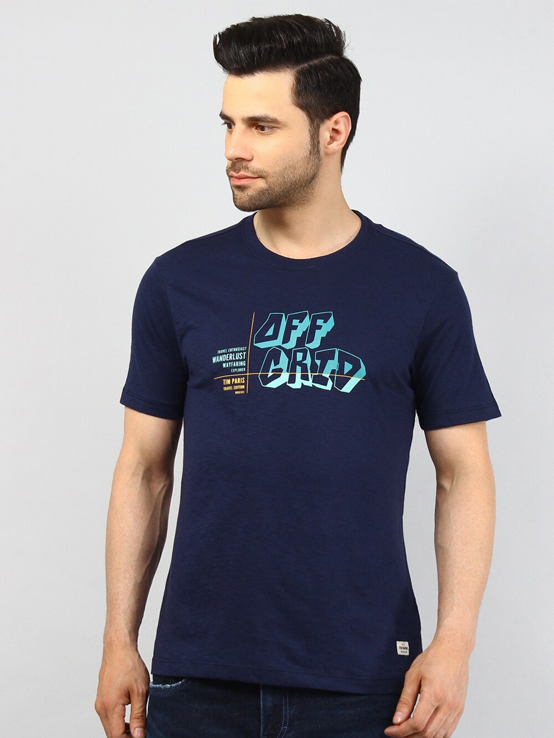 

TIM PARIS Typography Printed T-shirt, Navy blue
