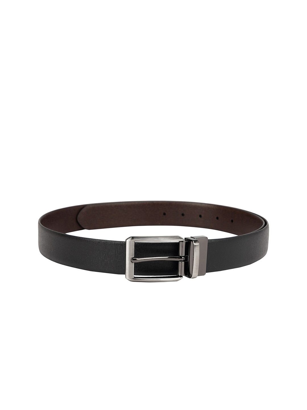 

Da Milano Men Textured Leather Reversible Belt, Black