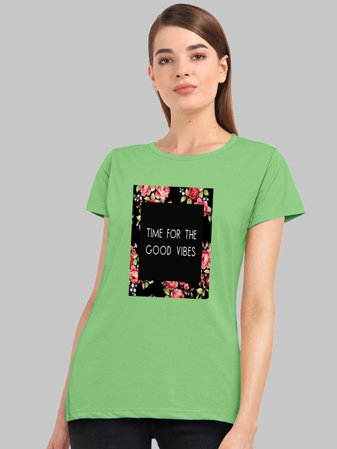 

CHOZI Typography Printed Bio Finish Cotton T-shirt, Green
