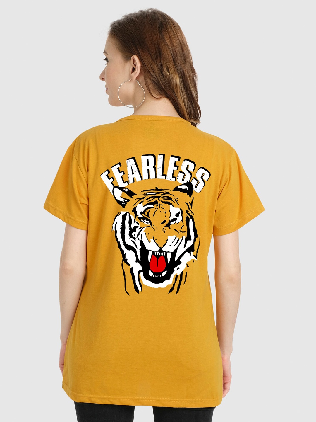 CHOZI Graphic Printed Bio Finish Cotton T-shirt, Mustard