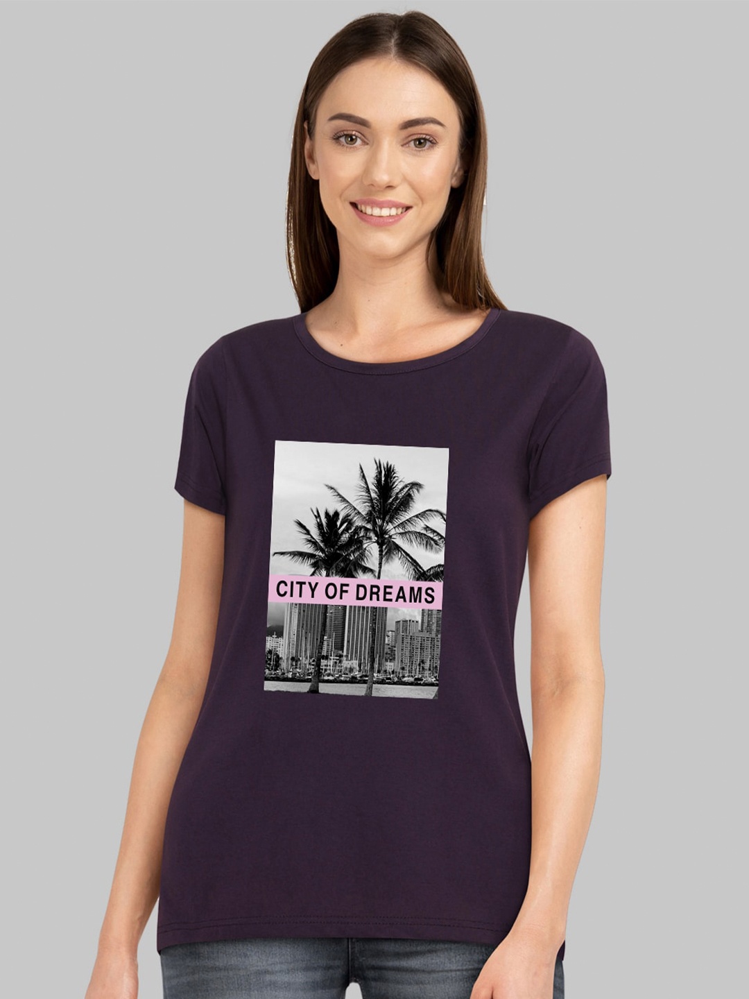 

CHOZI Graphic Printed Bio Finish Cotton T-shirt, Purple