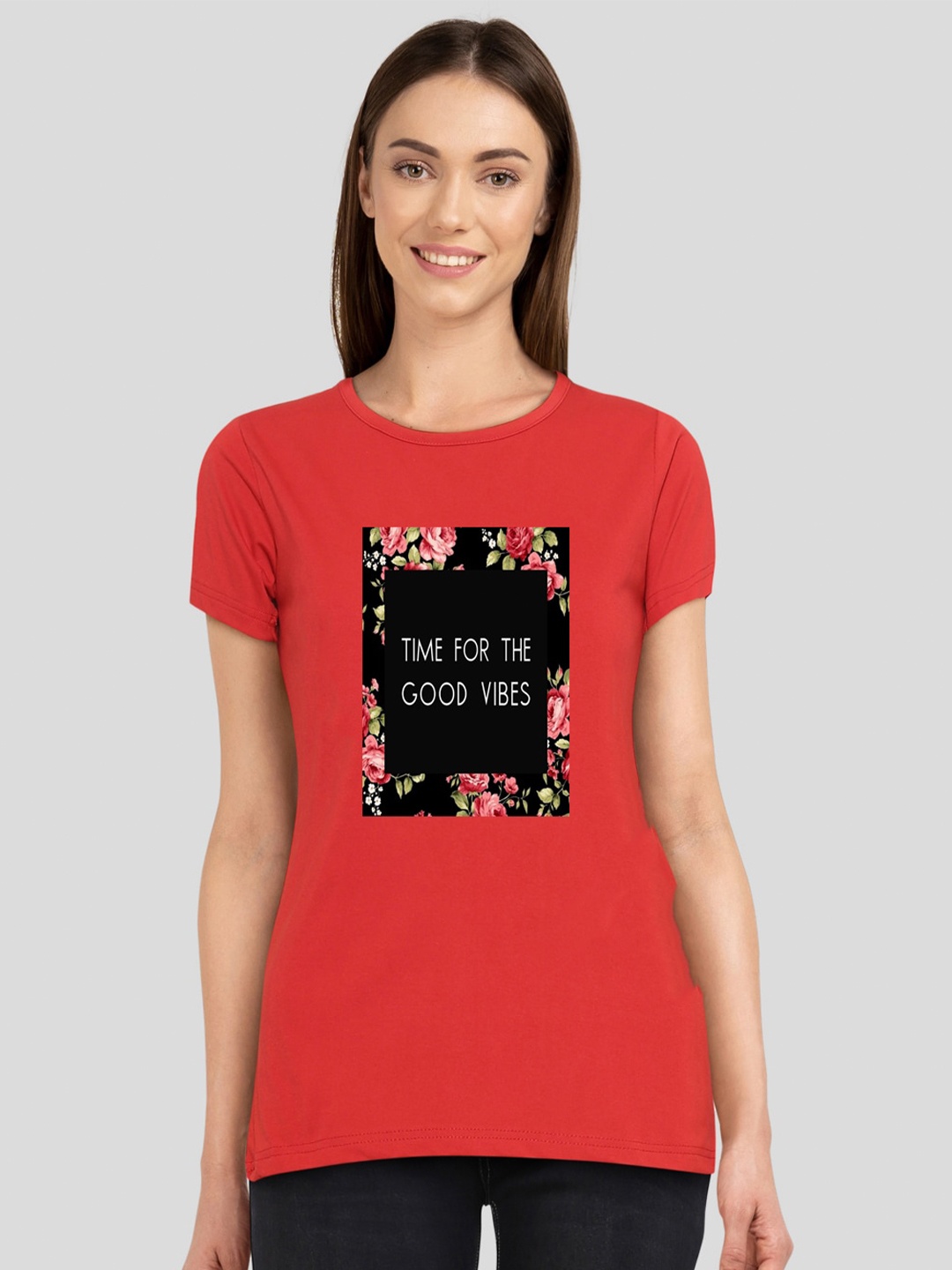

CHOZI Typography Printed Cotton Bio Finish Round Neck T-shirt, Red