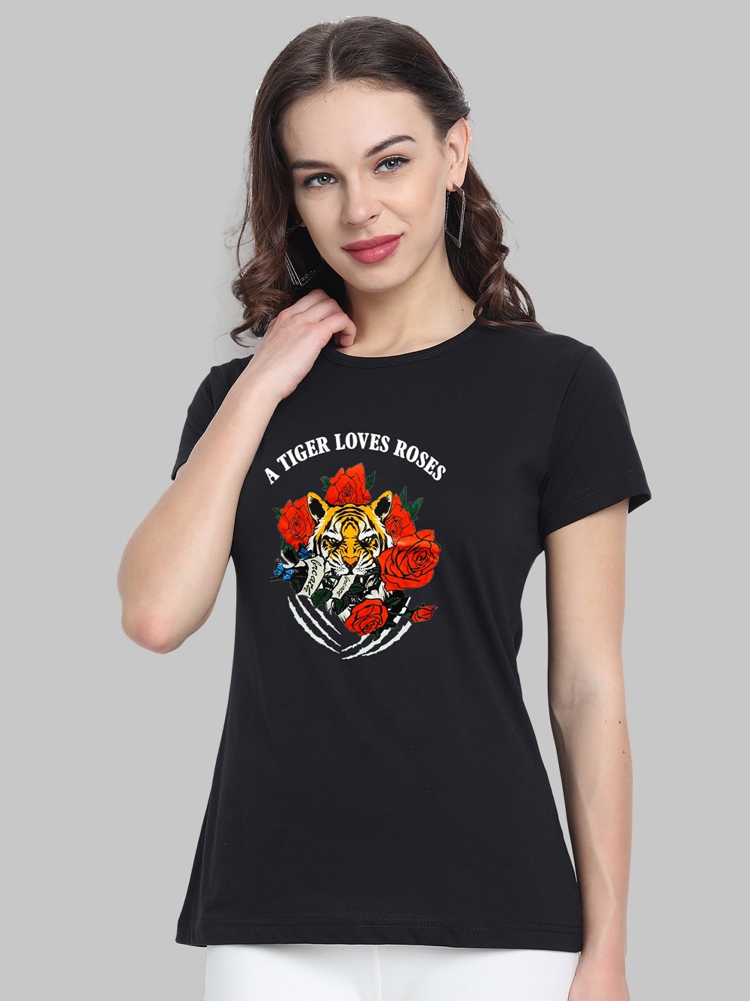 

CHOZI Graphic Printed Short Sleeves Bio Finish Cotton T-shirt, Black