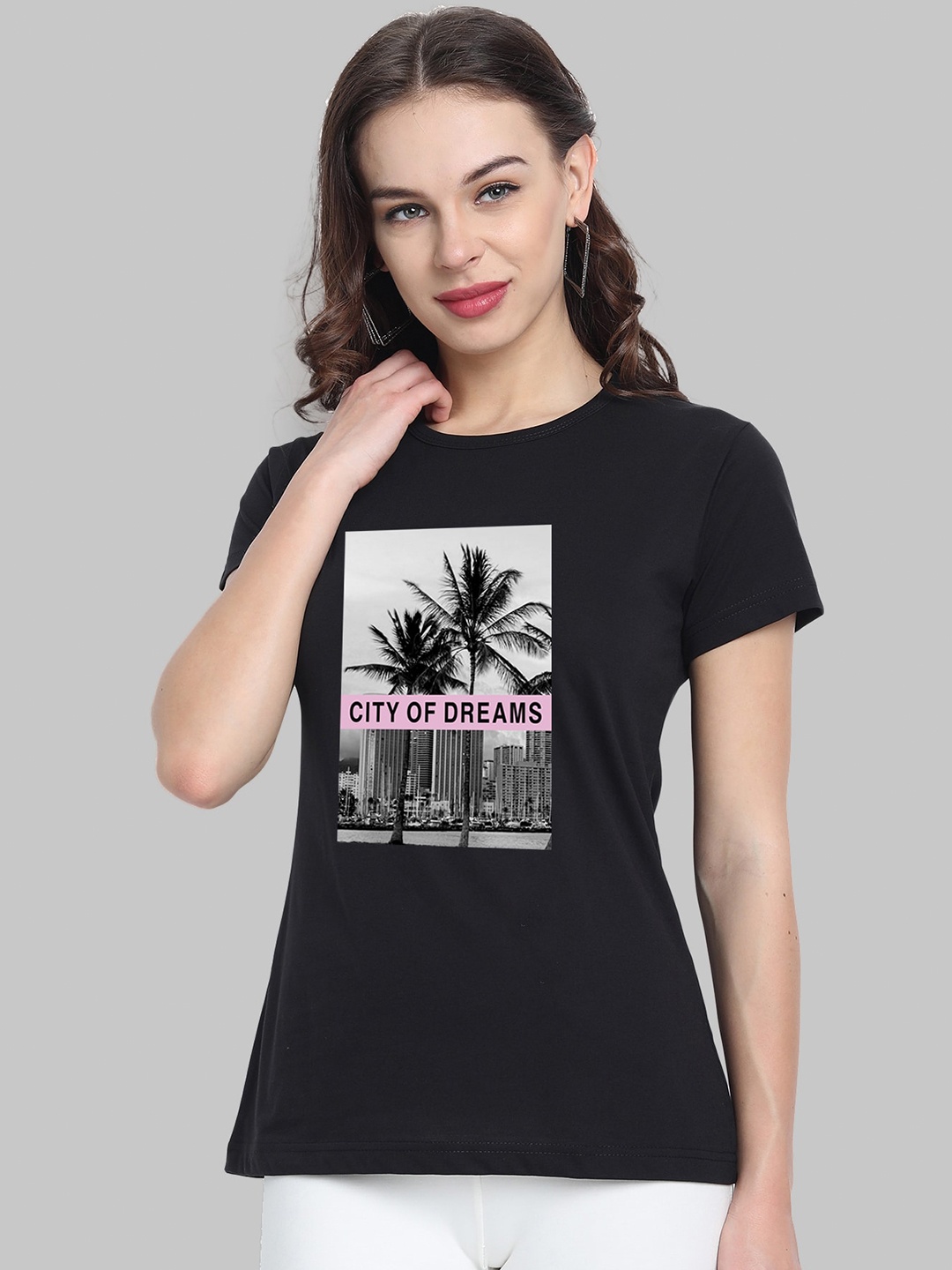 

CHOZI Graphic Printed Short Sleeves Bio Finish Cotton T-shirt, Black