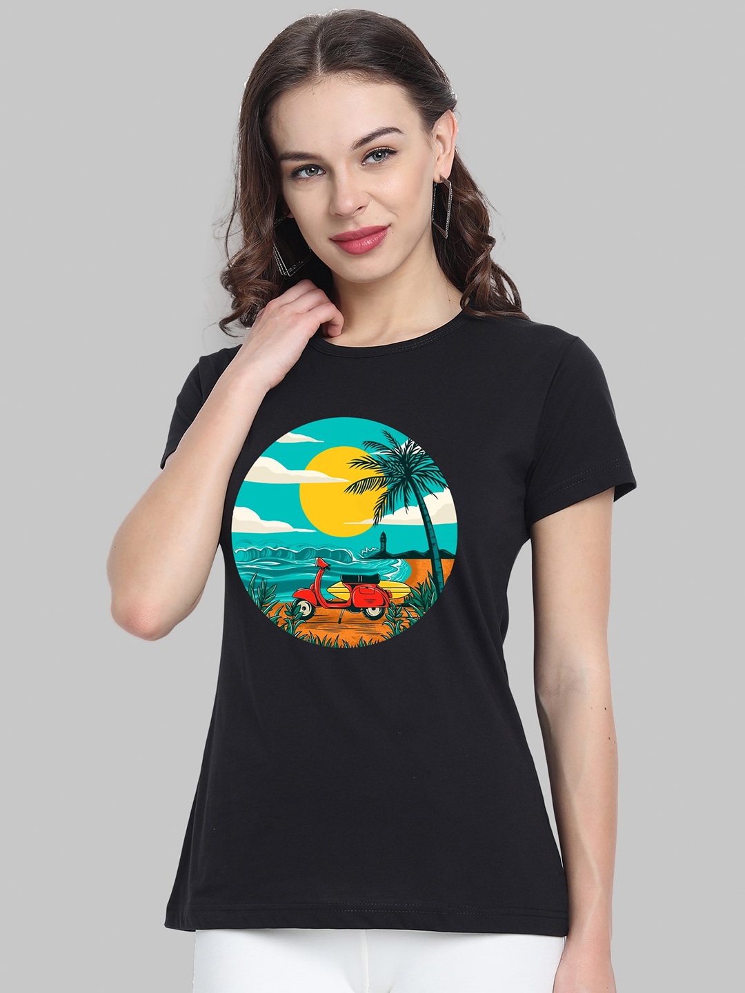 

CHOZI Graphic Printed Short Sleeves Bio Finish Cotton T-shirt, Black