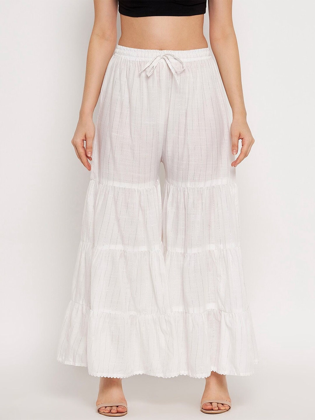 

BCZ Style Women Flared Palazzos, White